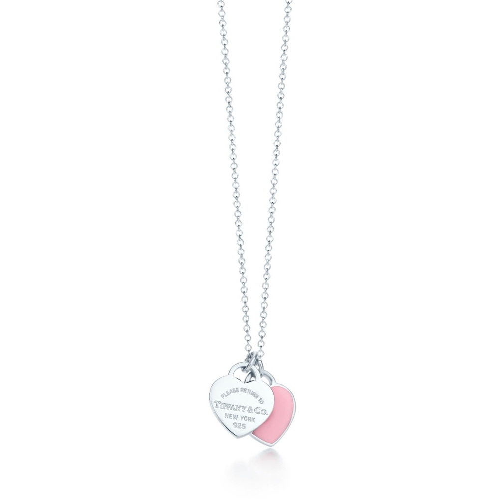 Tiffany Pink Double Heart Tag Pendant